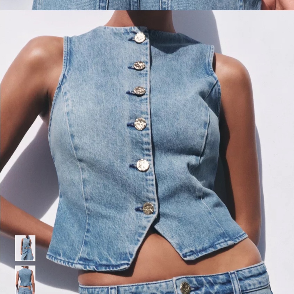 Zara Blue Denim Vest